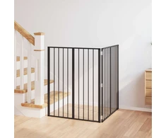 Šunų vartai 2 pcs Juodas 80 x 100 cm Cinkuota plienas