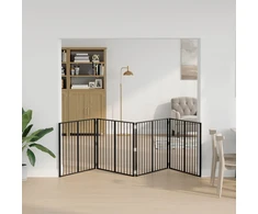 Šunų vartai 4 pcs Juodas 100 x 80 cm Cinkuota plienas