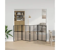 Šunų vartai 4 pcs Juodas 80 x 100 cm Cinkuota plienas
