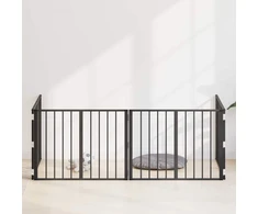 Šunų vartai 4 pcs Juodas 80 x 60 cm Cinkuota plienas