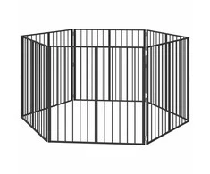 Šunų vartai 6 pcs Juodas 100 x 100 cm Cinkuota plienas