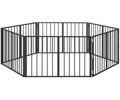 Šunų vartai 6 pcs Juodas 100 x 60 cm Cinkuota plienas