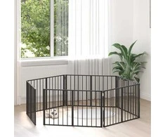 Šunų vartai 6 pcs Juodas 100 x 60 cm Cinkuota plienas