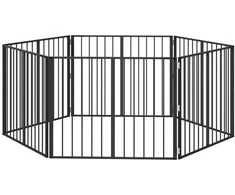 Šunų vartai 6 pcs Juodas 100 x 80 cm Cinkuota plienas