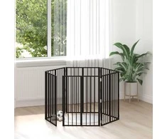 Šunų vartai 6 pcs Juodas 60 x 80 cm Cinkuota plienas