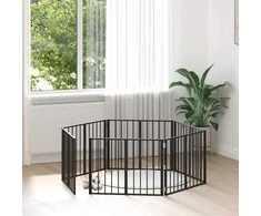 Šunų vartai 6 pcs Juodas 80 x 60 cm Cinkuota plienas