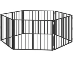 Šunų vartai 6 pcs Juodas 80 x 60 cm Cinkuota plienas