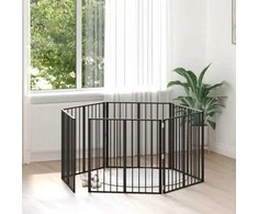 Šunų vartai 6 pcs Juodas 80 x 80 cm Cinkuota plienas