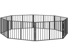 Šunų vartai 8 pcs Juodas 100 x 60 cm Cinkuota plienas