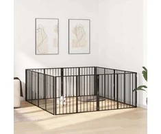Šunų vartai 8 pcs Juodas 100 x 80 cm Cinkuota plienas