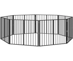 Šunų vartai 8 pcs Juodas 100 x 80 cm Cinkuota plienas