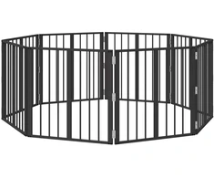 Šunų vartai 8 pcs Juodas 60 x 60 cm Cinkuota plienas