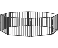 Šunų vartai 8 pcs Juodas 80 x 60 cm Cinkuota plienas
