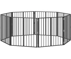 Šunų vartai 8 pcs Juodas 80 x 80 cm Cinkuota plienas