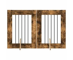 Šunų vartai su stovais 2 pcs Dūminio ąžuolo 60 x 80 cm
