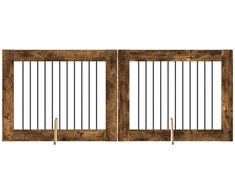 Šunų vartai su stovais 2 pcs Dūminio ąžuolo 100 x 80 cm