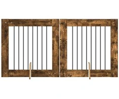 Šunų vartai su stovais 2 pcs Dūminio ąžuolo 80 x 80 cm