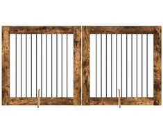 Šunų vartai su stovais 2 pcs Dūminio ąžuolo 100 x 100 cm