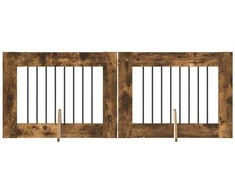 Šunų vartai su stovais 2 pcs Dūminio ąžuolo 80 x 60 cm