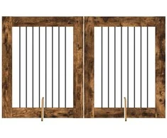 Šunų vartai su stovais 2 pcs Dūminio ąžuolo 80 x 100 cm