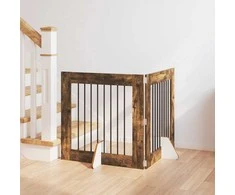 Šunų vartai su stovais 2 pcs Dūminio ąžuolo 80 x 80 cm
