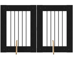Šunų vartai su stovais 2 pcs Juodojo ąžuolo 60 x 80 cm