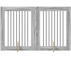 Šunų vartai su stovais 2 pcs Pilka sonoma ąžuolo 80 x 100 cm