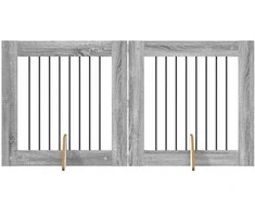 Šunų vartai su stovais 2 pcs Pilka sonoma ąžuolo 80 x 80 cm