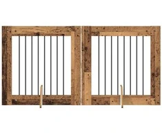 Šunų vartai su stovais 2 pcs Sendintos medienos 80 x 80 cm