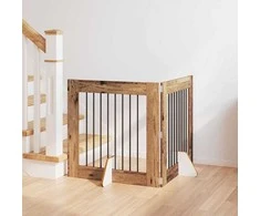 Šunų vartai su stovais 2 pcs Sendintos medienos 80 x 80 cm