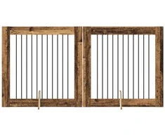 Šunų vartai su stovais 2 pcs Sendintos medienos 100 x 100 cm