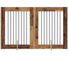 Šunų vartai su stovais 2 pcs Sendintos medienos 80 x 100 cm