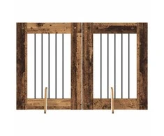 Šunų vartai su stovais 2 pcs Sendintos medienos 60 x 80 cm