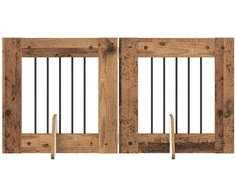 Šunų vartai su stovais 2 pcs Sendintos medienos 60 x 60 cm