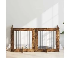 Šunų vartai su stovais 4 pcs Dūminio ąžuolo 80 x 80 cm