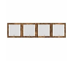 Šunų vartai su stovais 4 pcs Dūminio ąžuolo 100 x 100 cm