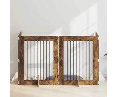 Šunų vartai su stovais 4 pcs Dūminio ąžuolo 80 x 100 cm