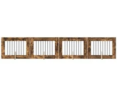 Šunų vartai su stovais 4 pcs Dūminio ąžuolo 80 x 60 cm