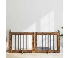 Šunų vartai su stovais 4 pcs Dūminio ąžuolo 100 x 80 cm
