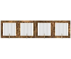 Šunų vartai su stovais 4 pcs Dūminio ąžuolo 80 x 80 cm