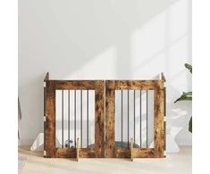Šunų vartai su stovais 4 pcs Dūminio ąžuolo 60 x 80 cm