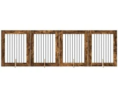 Šunų vartai su stovais 4 pcs Dūminio ąžuolo 80 x 100 cm