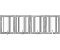 Šunų vartai su stovais 4 pcs Pilka sonoma ąžuolo 80 x 100 cm