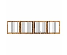 Šunų vartai su stovais 4 pcs Sendintos medienos 100 x 100 cm