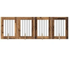Šunų vartai su stovais 4 pcs Sendintos medienos 60 x 80 cm