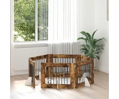 Šunų vartai su stovais 6 pcs Dūminio ąžuolo 80 x 60 cm
