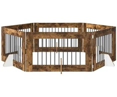 Šunų vartai su stovais 6 pcs Dūminio ąžuolo 100 x 60 cm