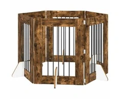 Šunų vartai su stovais 6 pcs Dūminio ąžuolo 60 x 80 cm