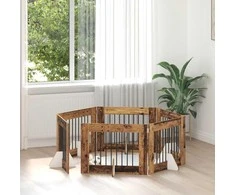 Šunų vartai su stovais 6 pcs Sendintos medienos 80 x 60 cm