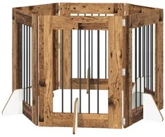 Šunų vartai su stovais 6 pcs Sendintos medienos 60 x 80 cm